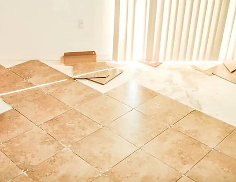 Finished tile flooring in a bright Washington interior installed by MB Flooring & Home Services